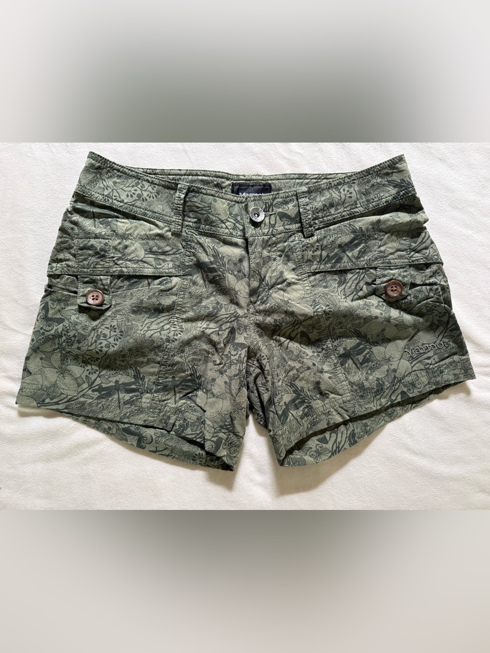 Marmot Olive Green Printed Outdoor Shorts